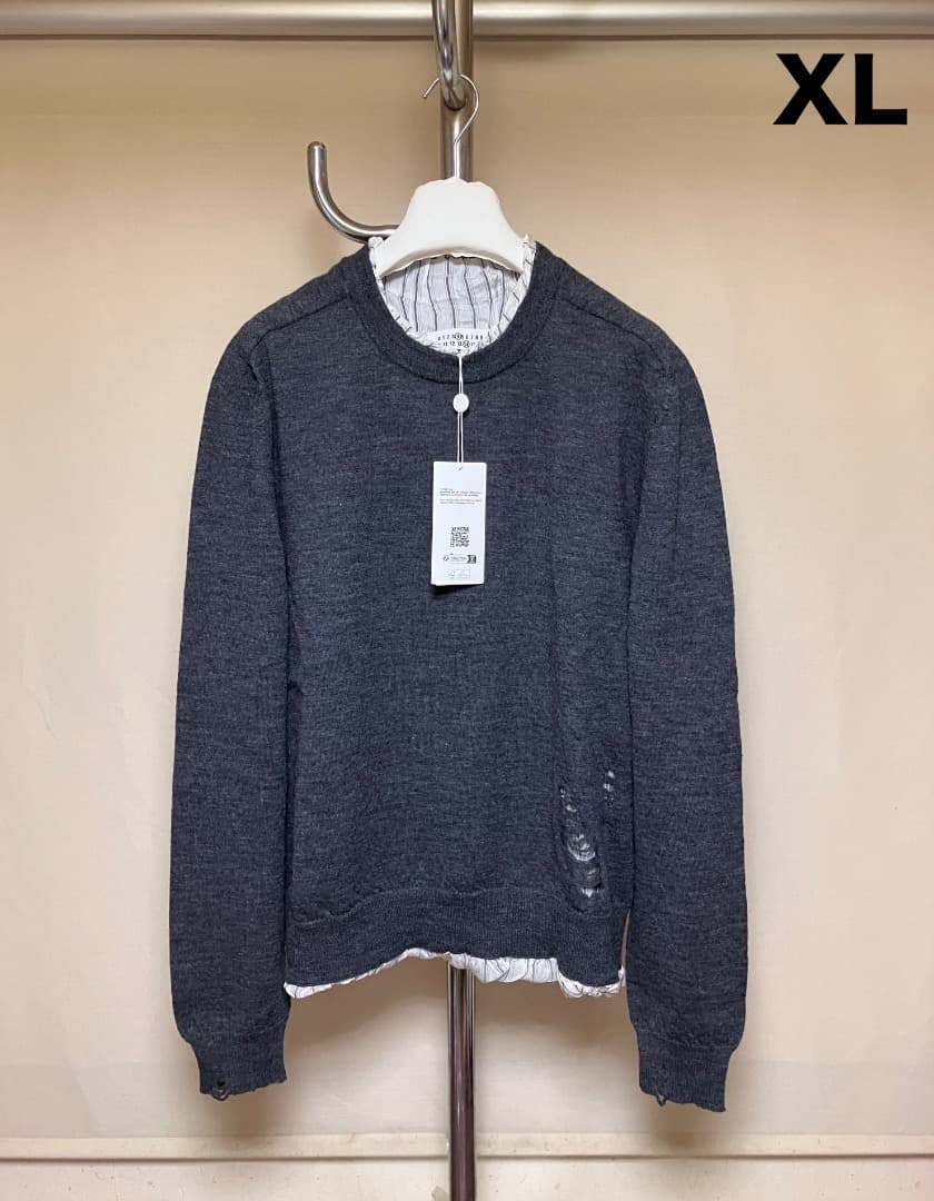 新品 XL マルジェラ 23aw デストロイ 加工ニット グレー 18326 Maison Margiela（旧Maison Martin Margiela） - 新品 XL マルジェラ