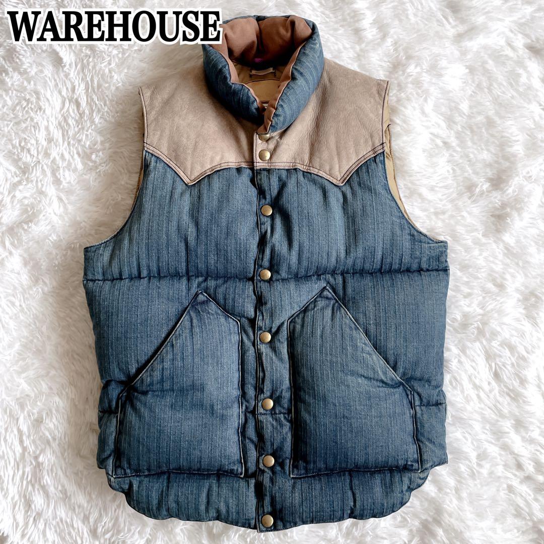 WAREHOUSE ロッキーマウンテン ダウンベスト デニム 金ボタン 38