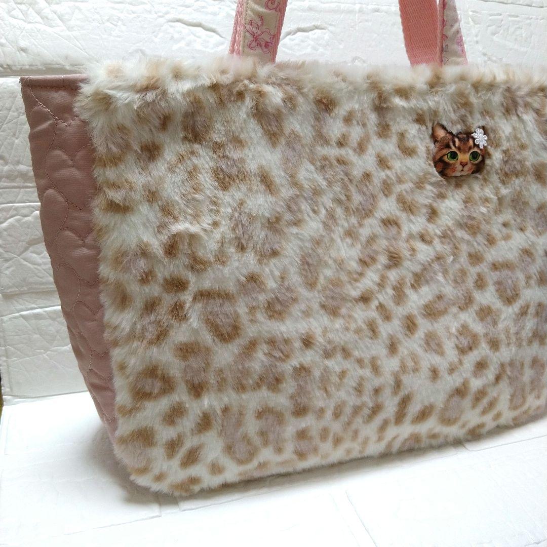 ニ*タ様 コヤンイサムチョン☆横長トートバッグ ユキヒョウファー