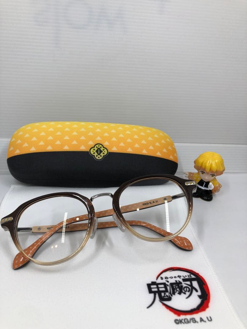 我妻善逸　メガネフレーム　ラウンド 鬼滅の刃 メガネフレーム 我妻 善逸 モデル アニメコラボ ウェリントン