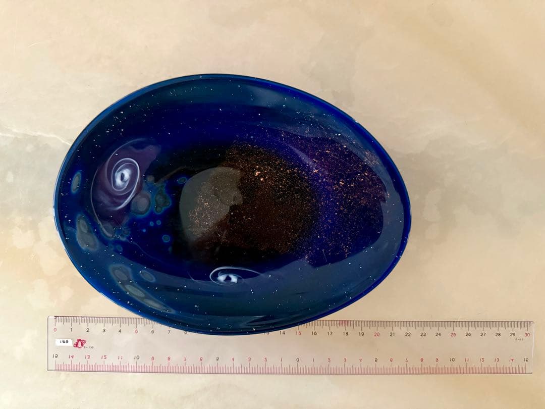 ノグチミエコ　ダークブルー楕円形プレート 約20cm x 14.5cm