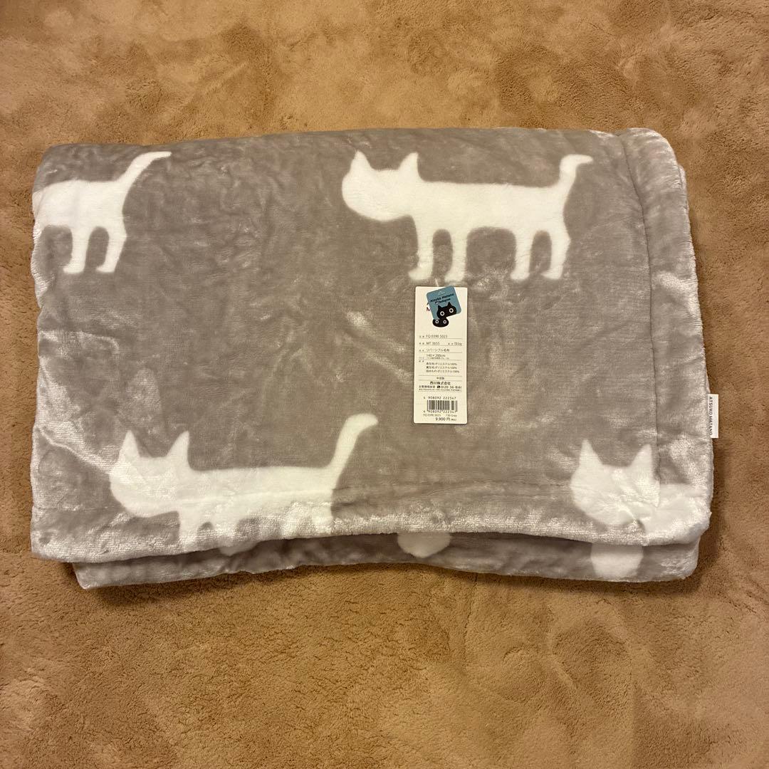 マタノアツコ　リバーシブルケット　シルエット猫　シングル　西川 楽天市場】リバーシブルケット 綿入り毛布 毛布 西川 西川の毛布