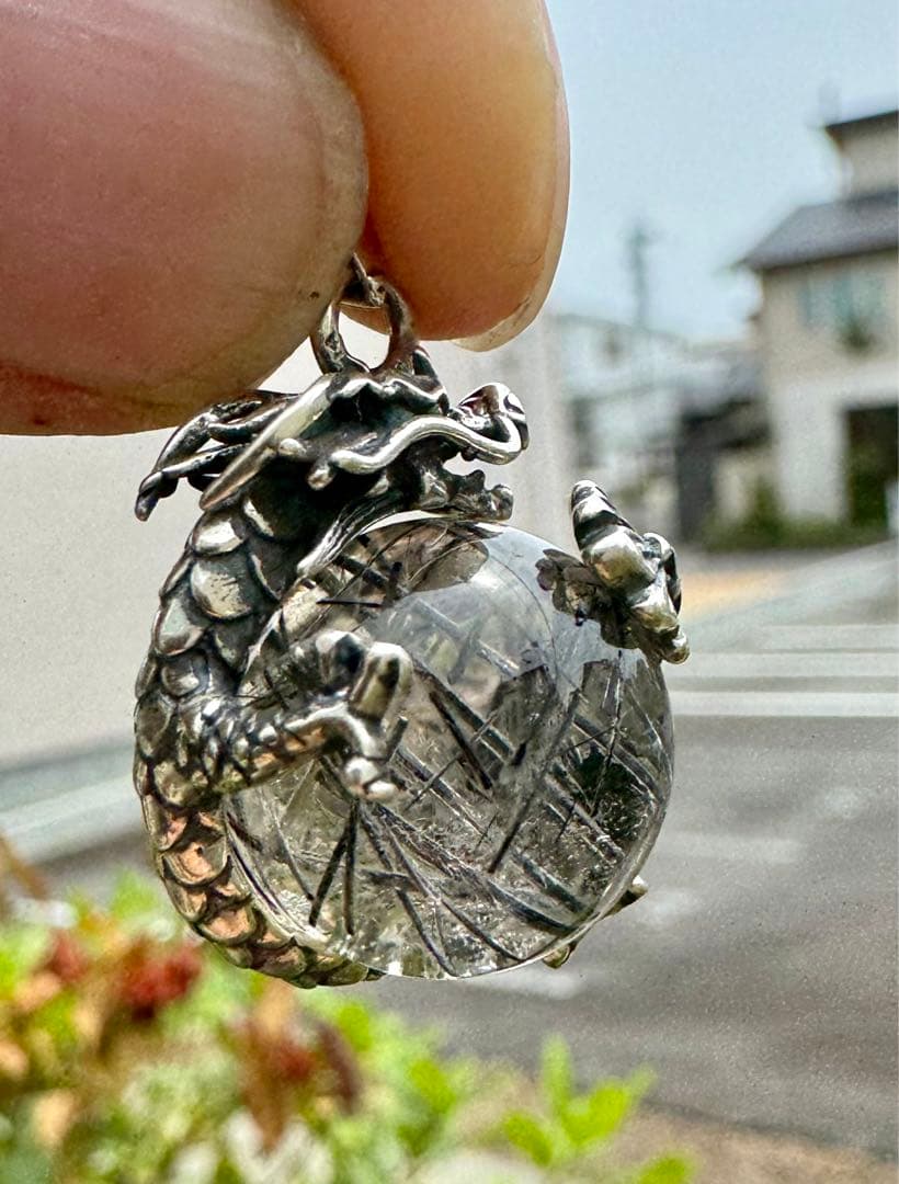 怪蟲伝闘さん専用】ブラックルチル ペンダントトップ 虹あり S925