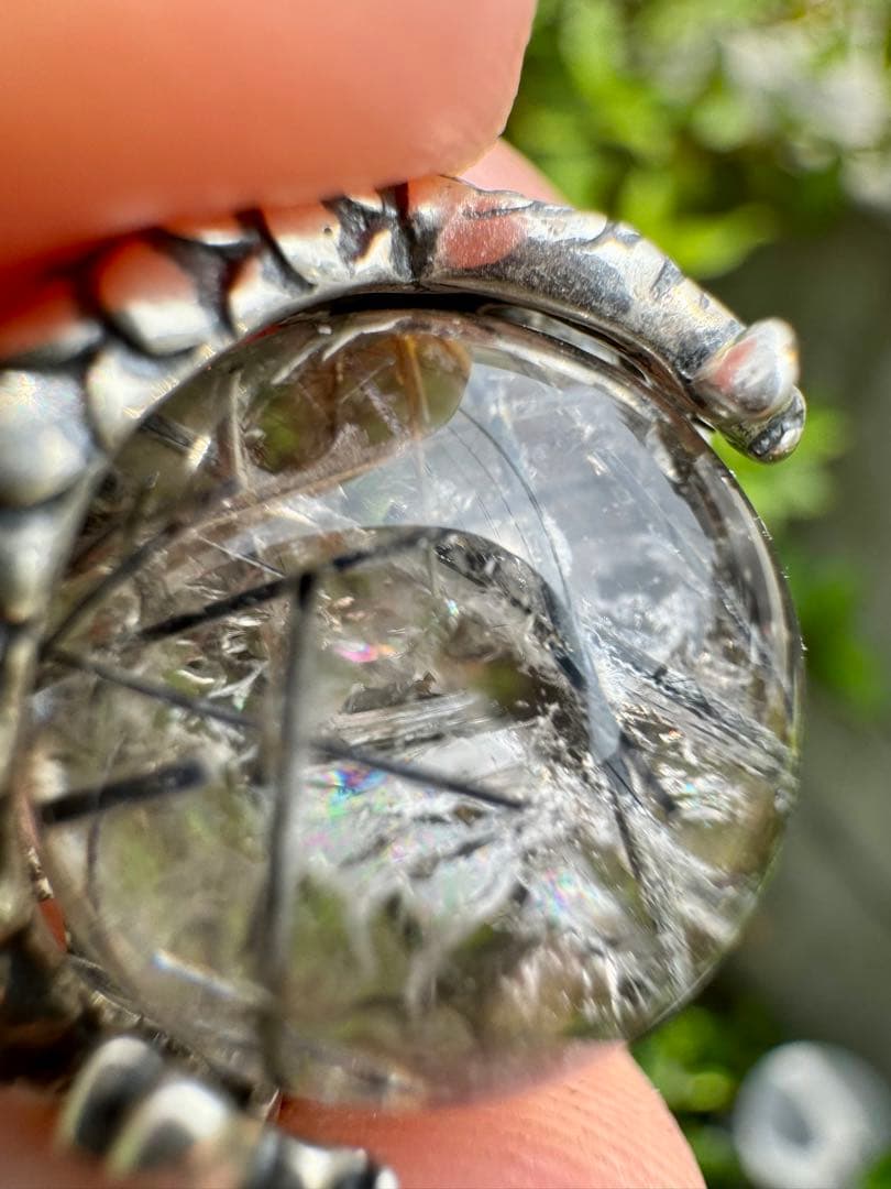 怪蟲伝闘さん専用】ブラックルチル ペンダントトップ 虹あり S925