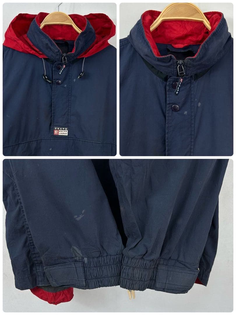 90s CHAPS チャップス ラルフローレン アノラックパーカー 紺 S8b