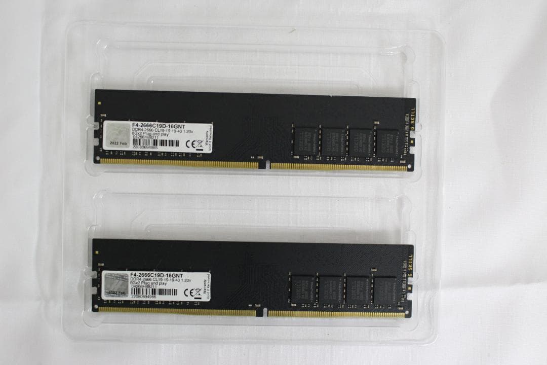 【動作確認済・美品】G.SKILL DDR4-2666 16GB(8GBｘ2)① G.SKILL DDR4 メモリモジュール F4-2666C19D-16GNTをレビュー