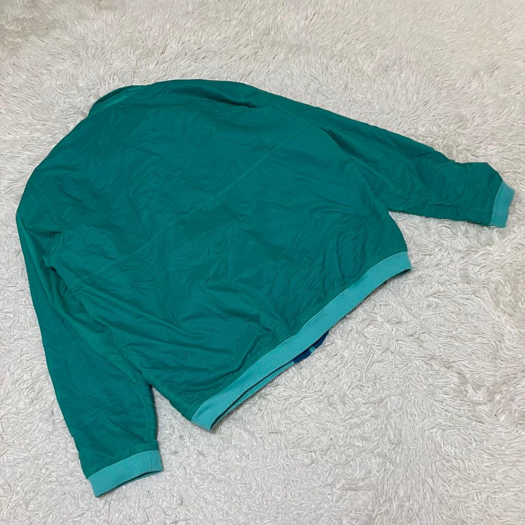 patagonia ロゴ入りリバーシブルブルゾン ジャンパー フリース 緑 青