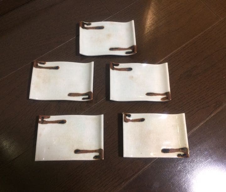 和菓子皿 5枚組 茶道具 送料込 茶道具 菓子器 銘々皿 乾山写 絵変り 五枚入 幸兵衛窯 桐箱 : 新古