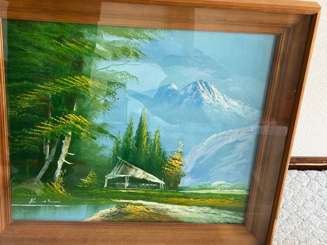 油彩画 自然風景 木製フレーム付き 約60x65cm 楽天市場】絵画 油彩画 洋画 ゴールド色の油絵額縁付き F4 〜 F10