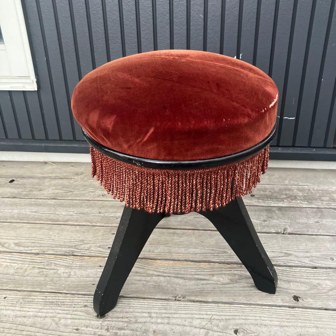 昭和レトロ コロムビア 古道具 三脚 ベロアチェア 丸椅子 スツール