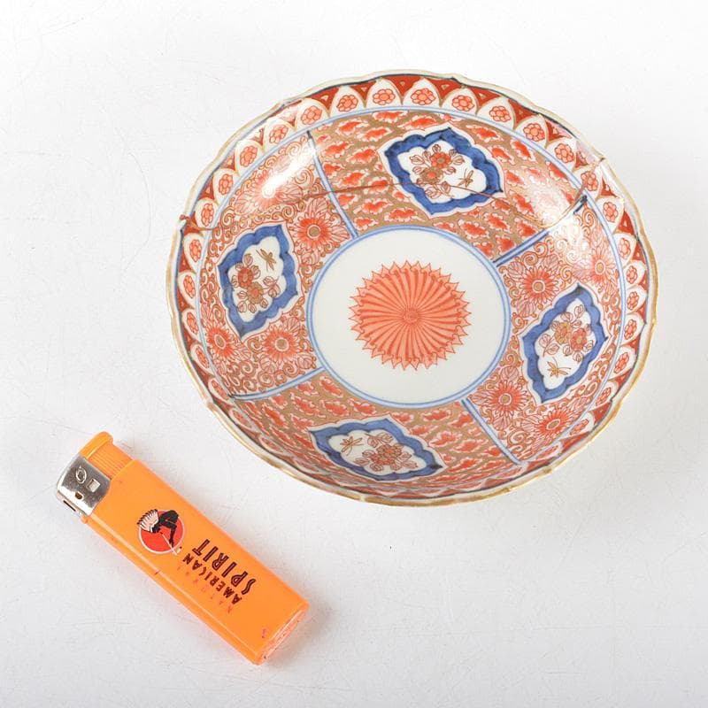 伊万里焼 古伊万里 奇玉珍玩款 赤絵金彩 花文皿 金継直し 桐箱 V R5889