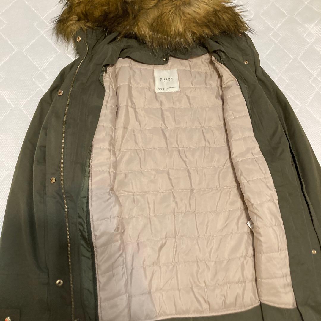 美品】ザラ ZARA モッズコート カーキ ライナーファー付き 取り外し可