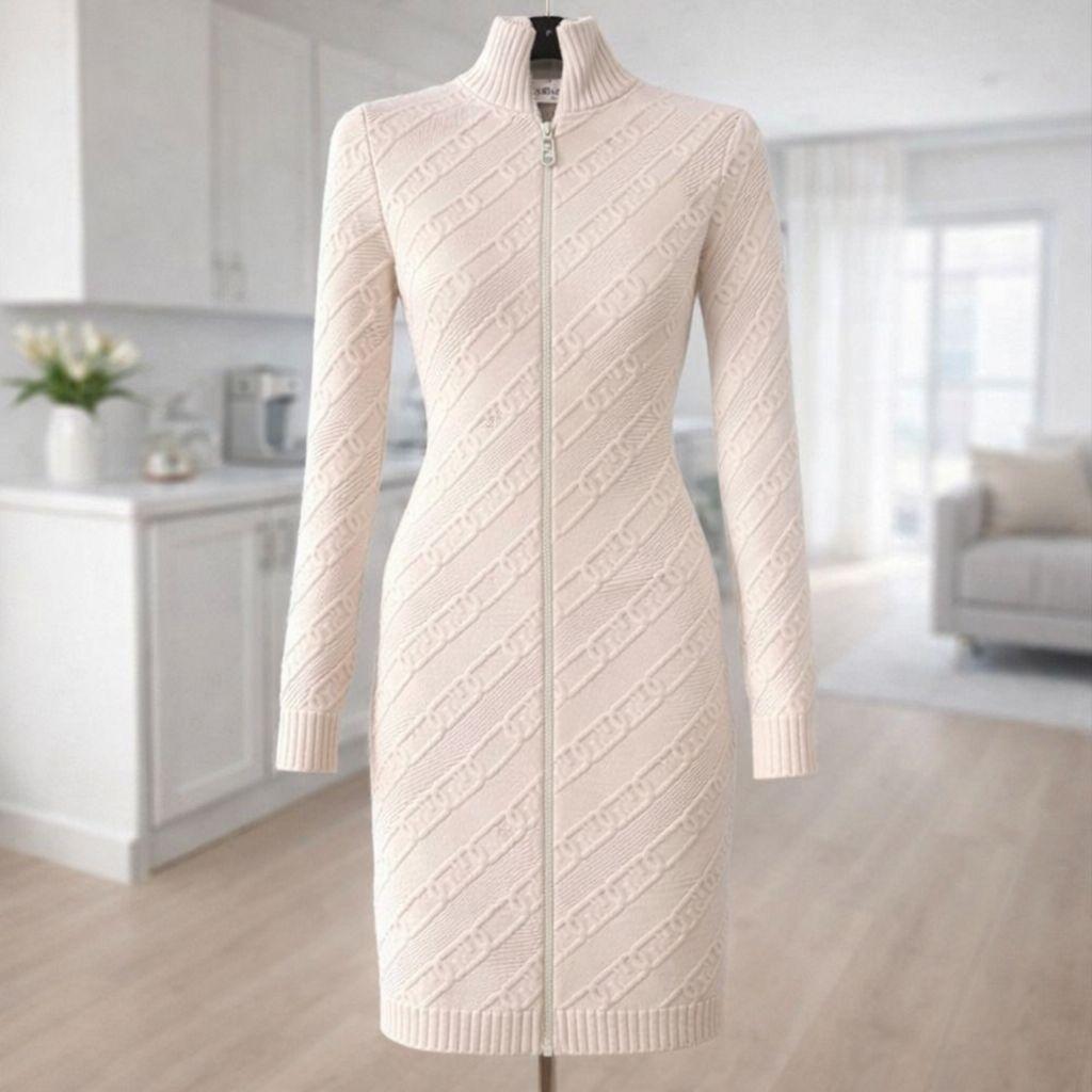FENDI ニットワンピース ビスコース ハイネック アイボリー サイズ38