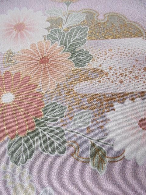 着用少ない！美品＊四季花柄＊藤色＊訪問着＊トールサイズ＊167cm