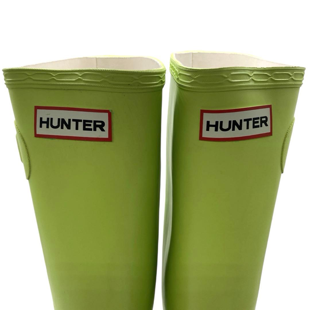 未使用級 ハンター レインブーツ ライムグリーン UK7 25.5cm