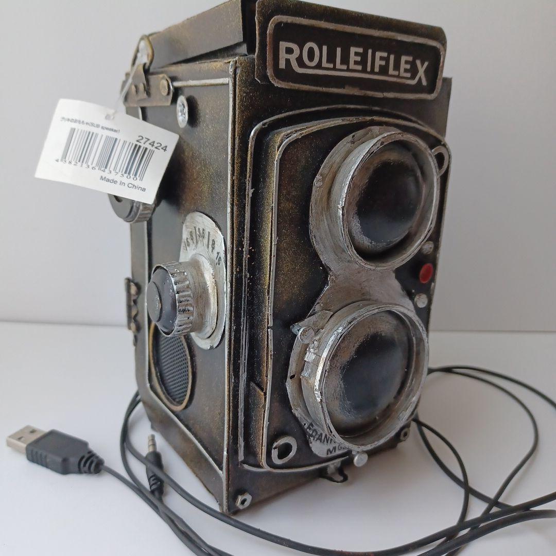 ブリキ　Rolleiflex　スピーカー　アンティーク　レトロ　二眼レフ　USB ブリキ Rolleiflex スピーカー アンティーク レトロ 二眼レフ USB