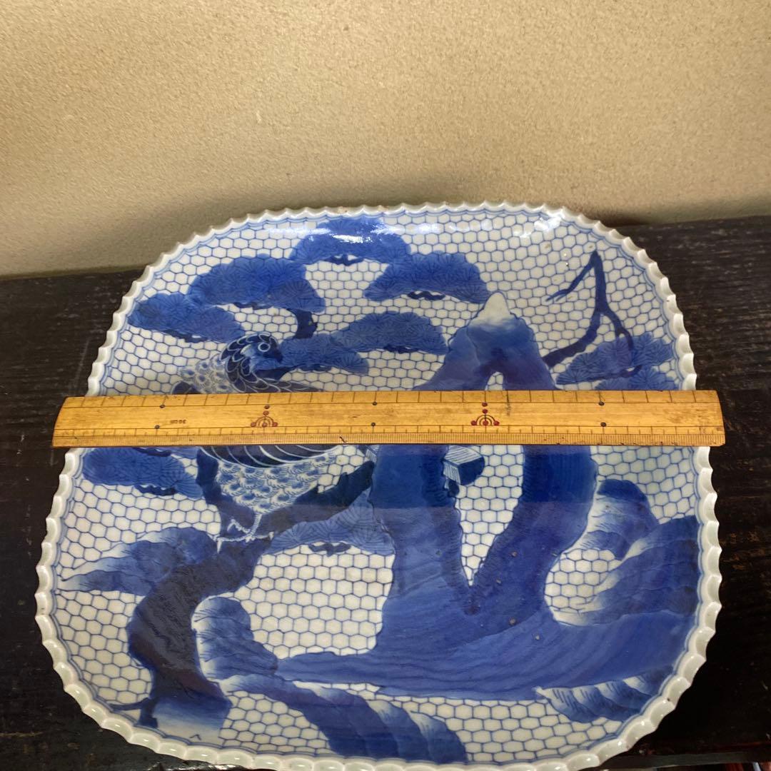 古伊万里江戸後期染付鷹狩り図大皿 - メルカリ