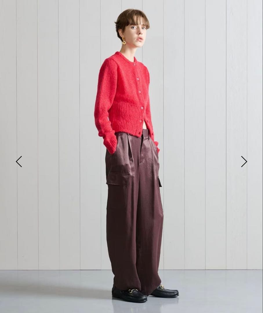 美品】H BEAUTY&YOUTH ウールモヘヤ ショートカーディガン レッド