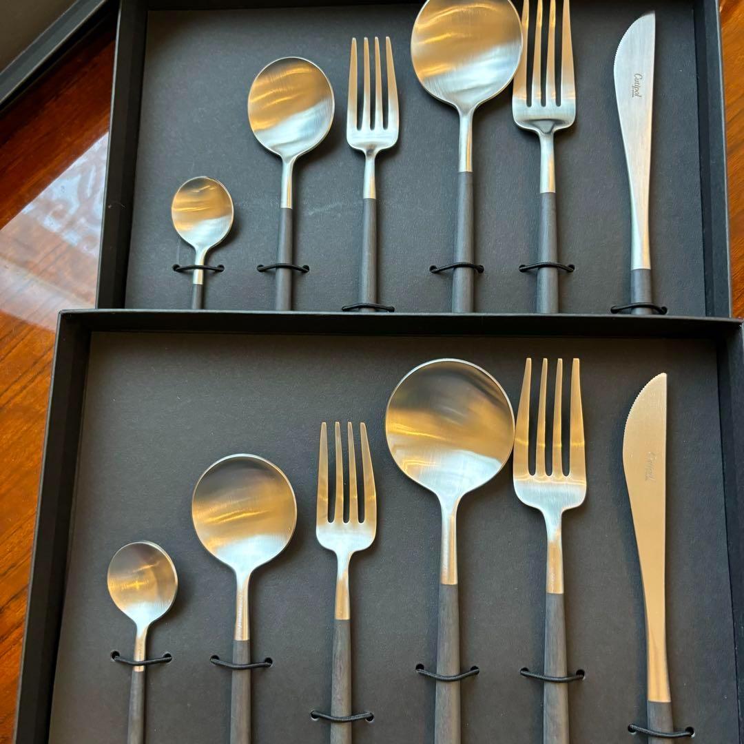 クチポール ゴアブラック（シルバー） カラトリー 12本セット Cutipol｜［GOA］カトラリーギフトセット（ブラックシルバー