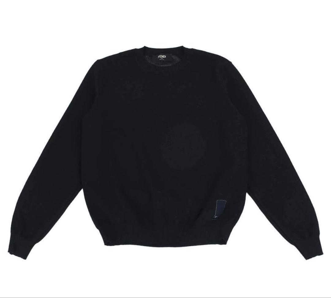 FENDI フェンディ　ニット　ロゴ　ブラック　黒　セーター FENDI - 美品 フェンディ FENDI ニット セーター ロングスリーブ ロゴ