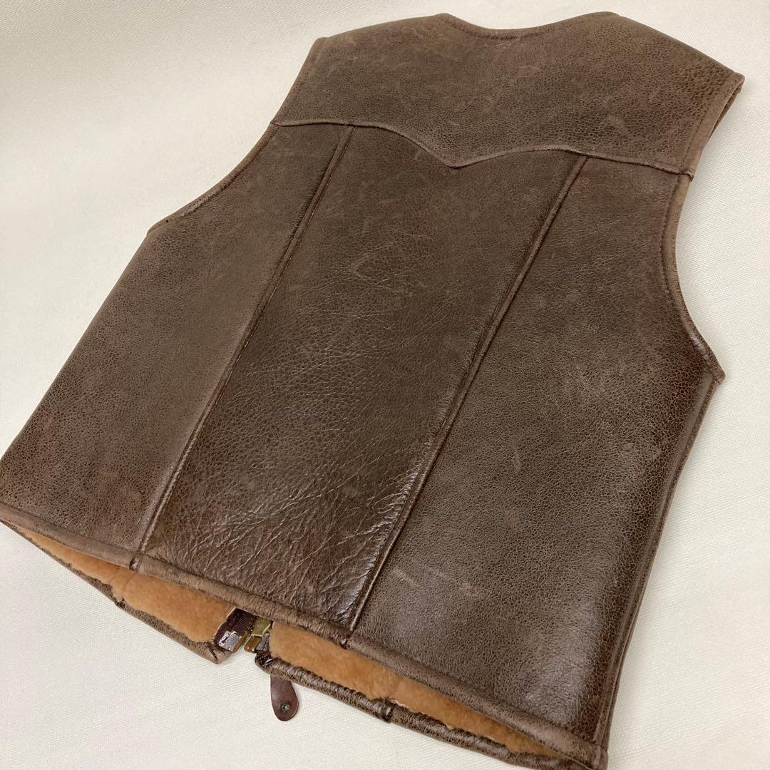 マツ様専用】☆Schott ムートンベスト/レザーベスト M羊革/本革 USA