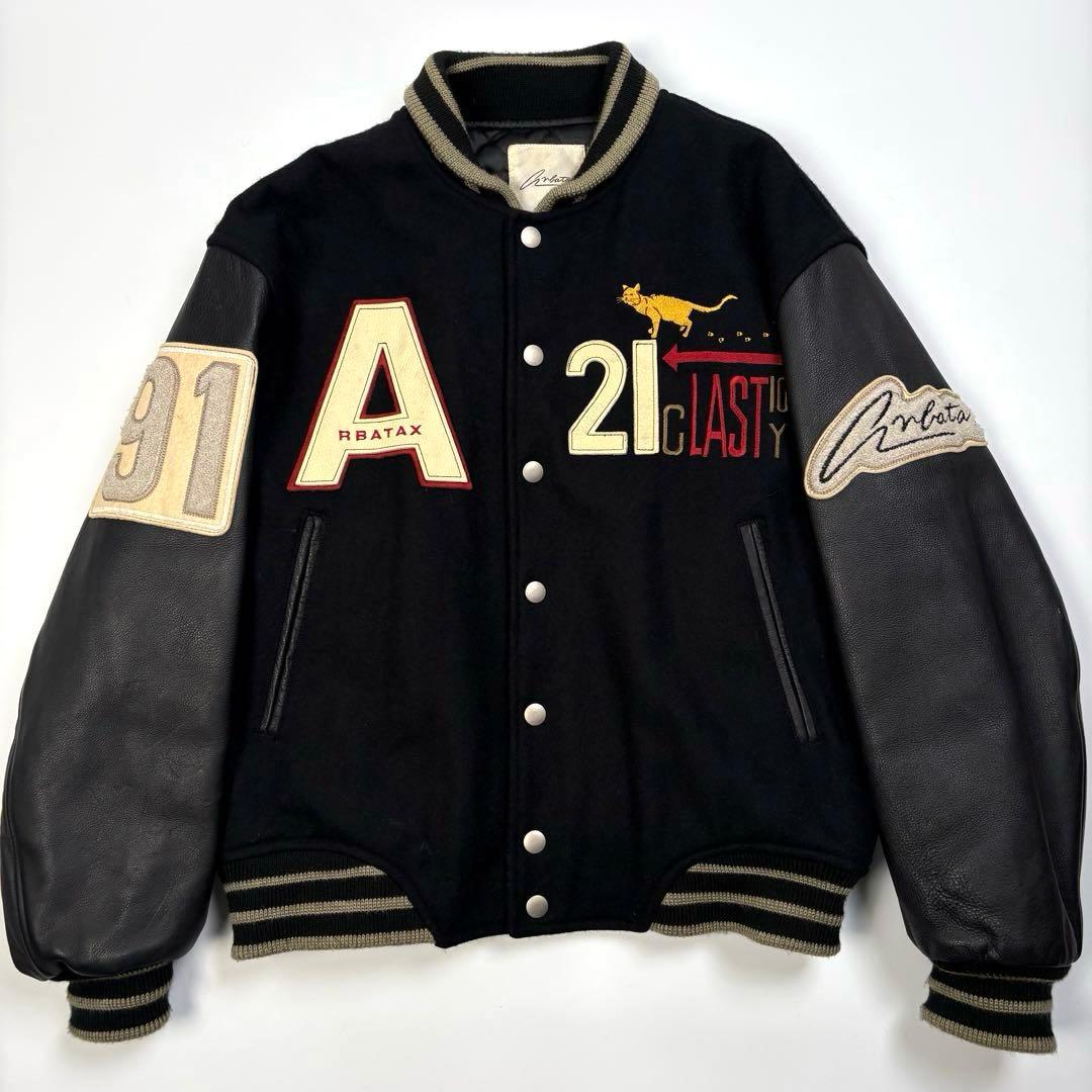 日本製】 ARBATAX レザーアーム スタジャン 黒 L位 ヴィンテージ