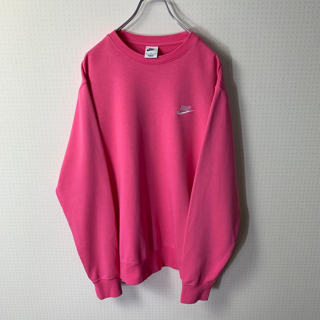 美品 NIKE スウェットトレーナー XL ピンク 刺繍ロゴ ベーシック 希少