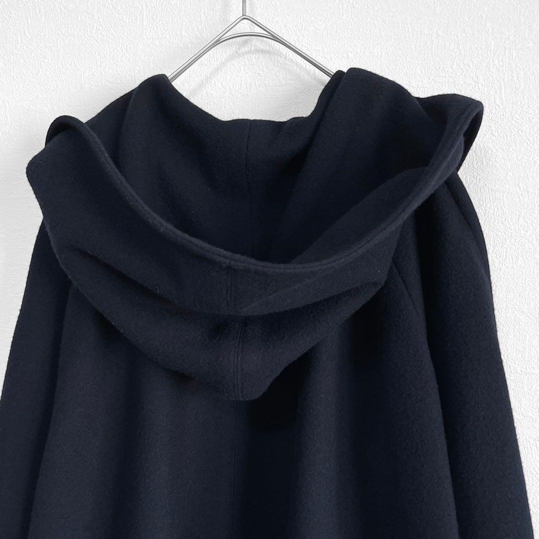 エリン】ELIN✨美品✨フディーコート ケープコート ネイビー ウール100