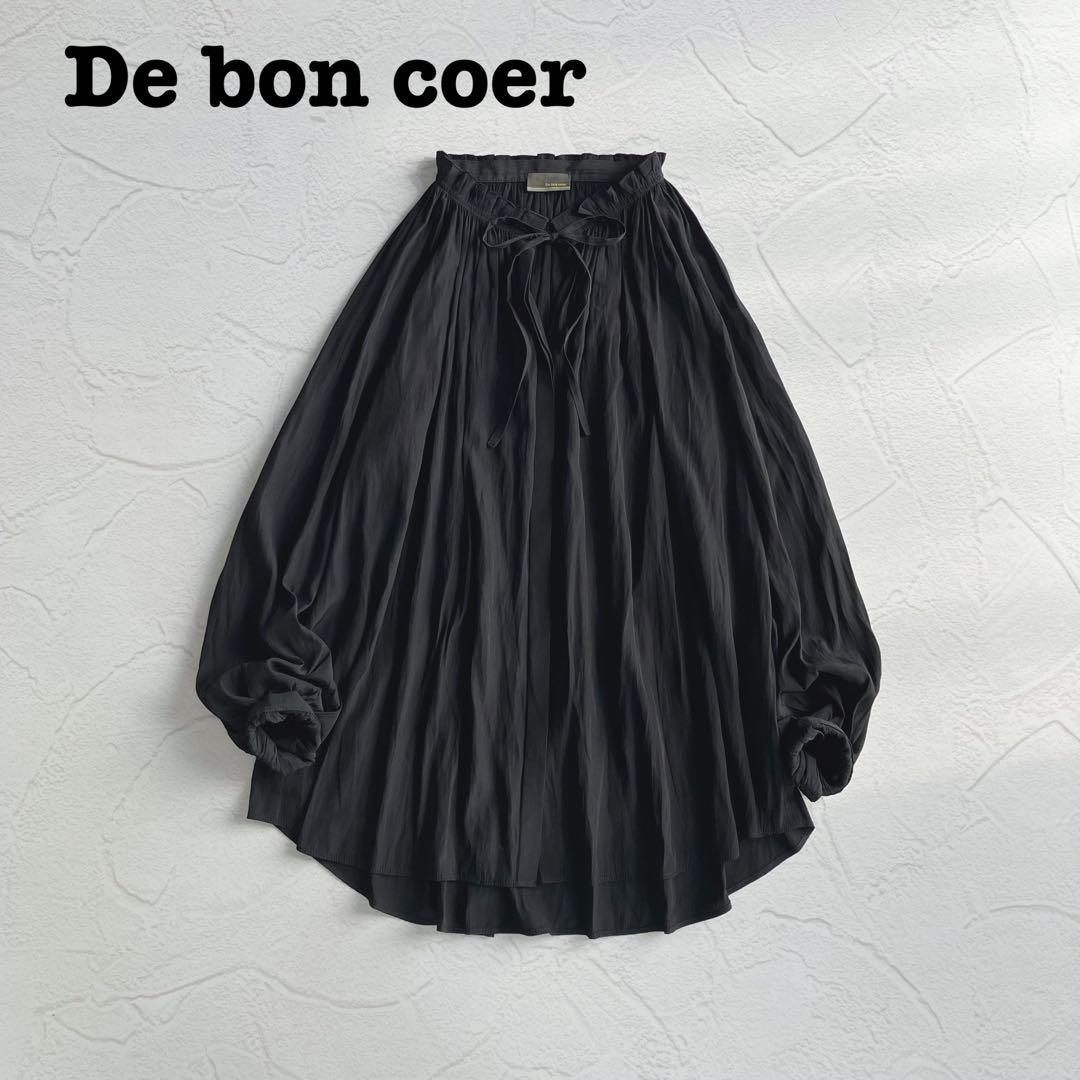 ✨極美品✨ドゥボンクール リボン 襟ギャザーブラウス サテン シフォン