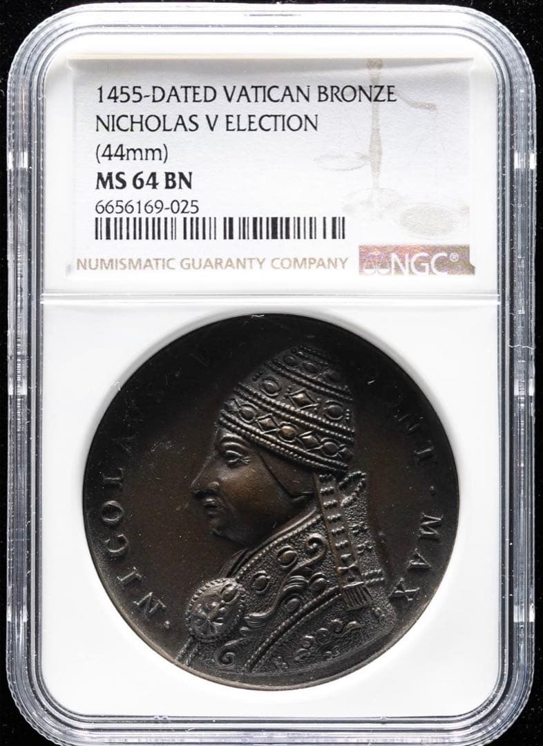 1455年 ニコラス5世 NGCMS64ブロンズメダル肉厚 - メルカリ