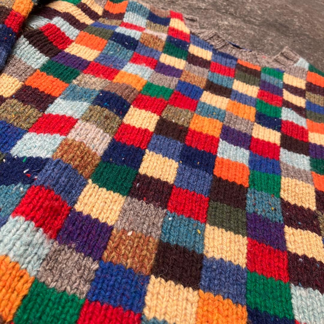 名作 90s J.CREW パッチワーク風 ニット セーター M - メルカリ