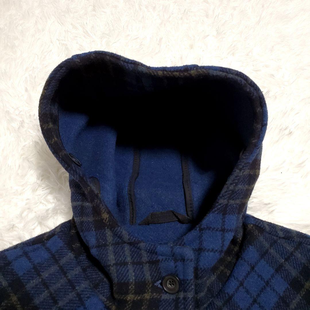 MONTGOMERY ネイビーブルー ダッフルコート チェック 42 英国製