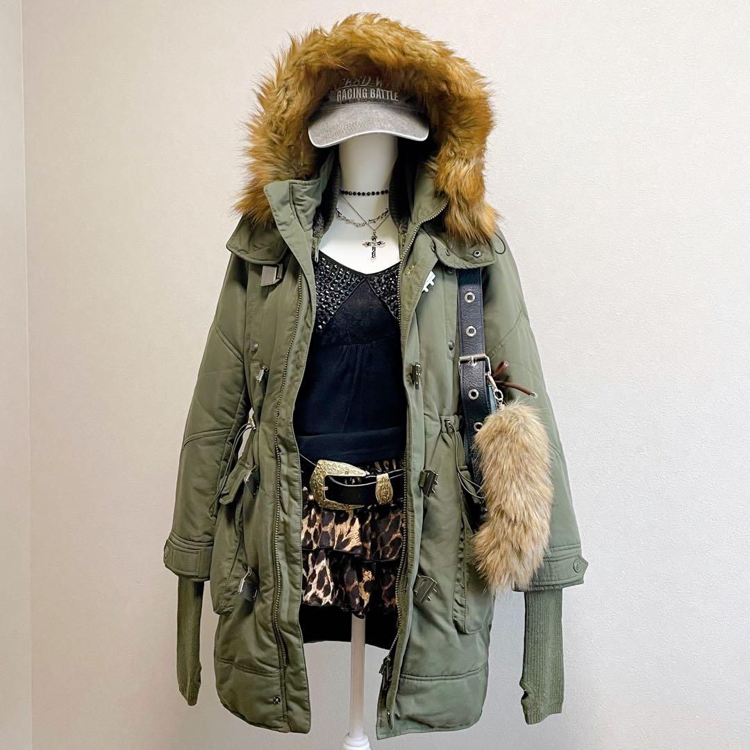 平成ギャル y2k ファー付き ミニタリー モッズコート フェアリー
