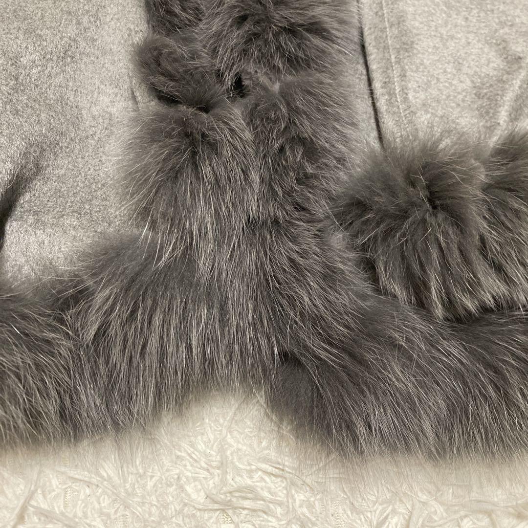 極美品サガファー ケープコート ポンチョ カシミヤ100% ブルー