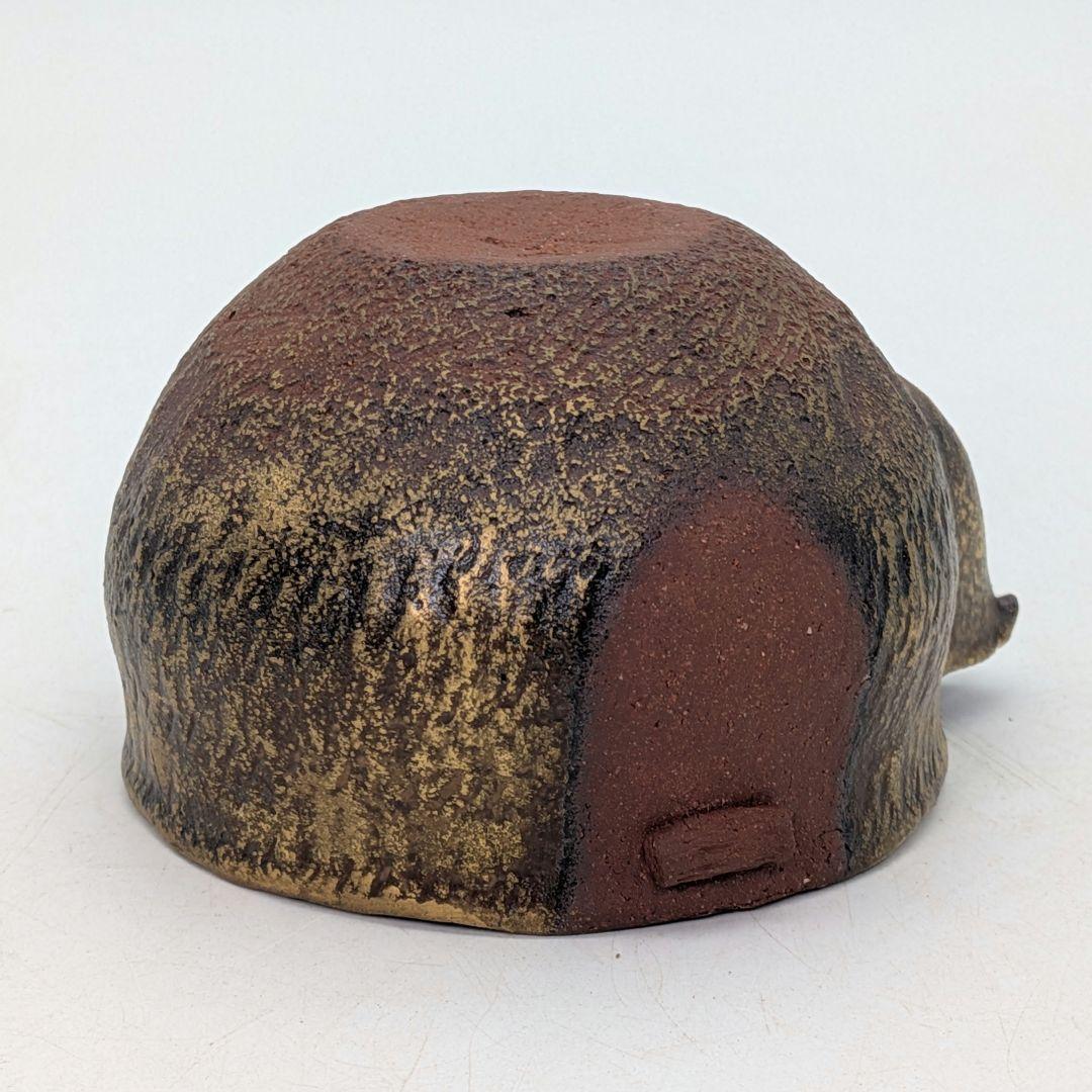 鈴木篤夫 備前焼 金彩備前桃摘宝瓶 四方桟共箱共布栞 手造り宝瓶 煎茶