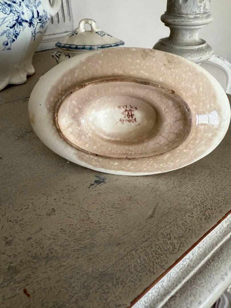 フランスアンティーククレイユモントローSYLVAミモザシリーズ小鳥柄