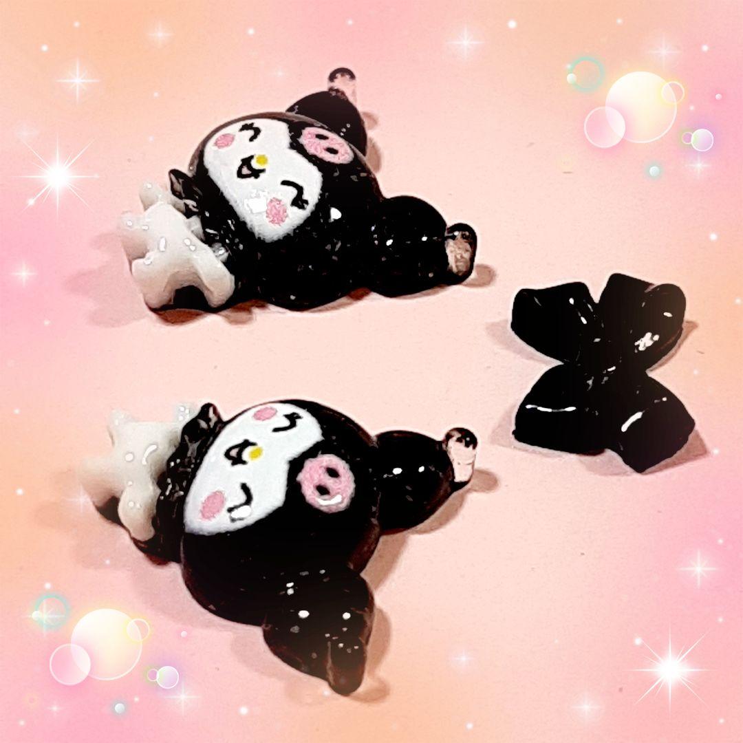 ネイルパーツ クロミ 大きめ つやつや リボン くろ クロミちゃん