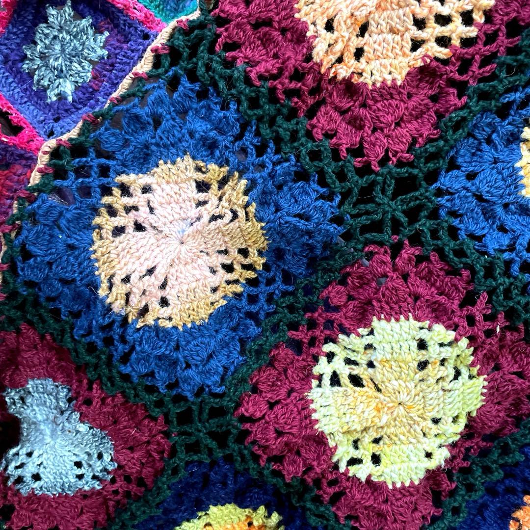 ☆ノロ毛糸☆かぎ針編みゆったりマルチなブランケット 〜暖笑〜120