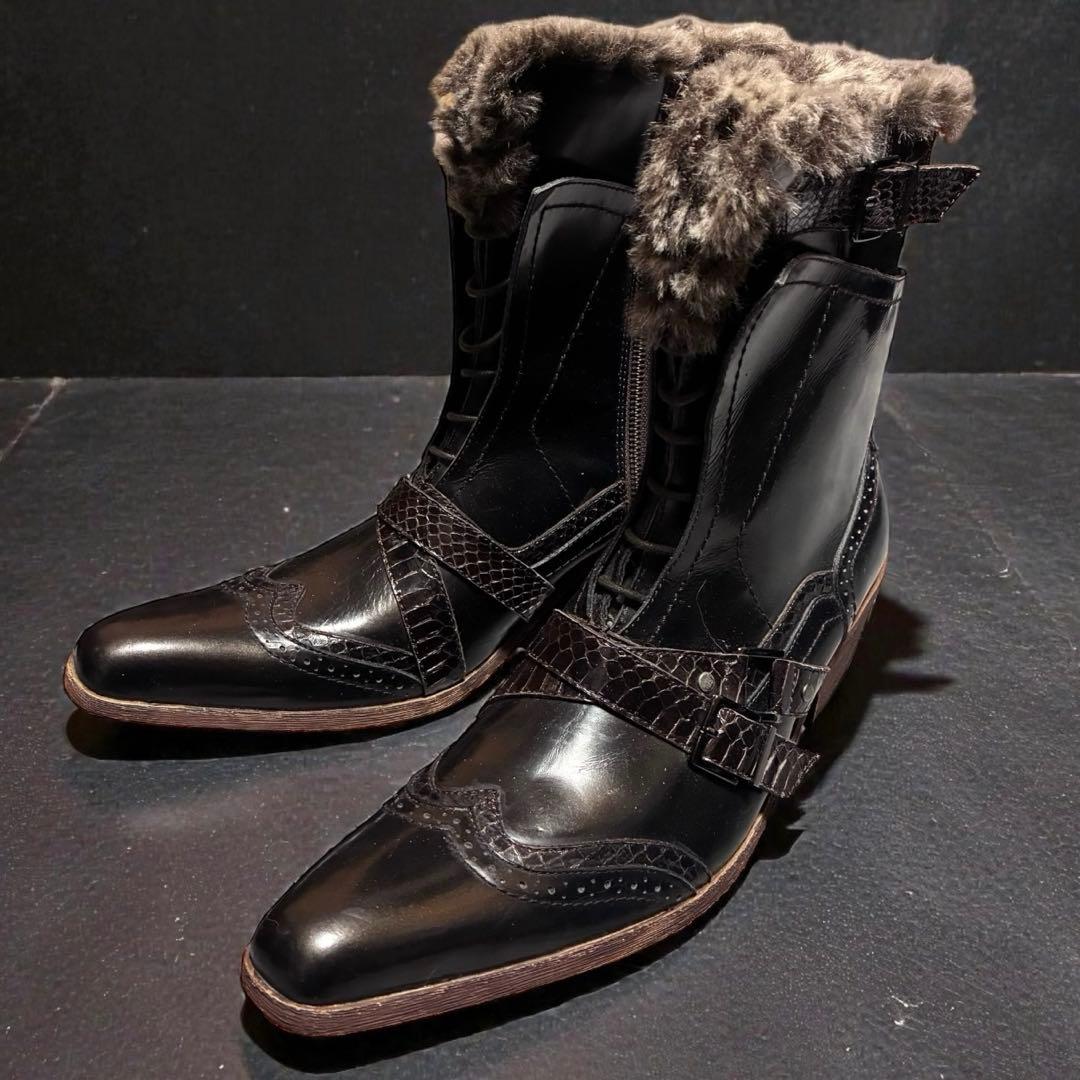 00s tornadomart fur laceupboots - メルカリ