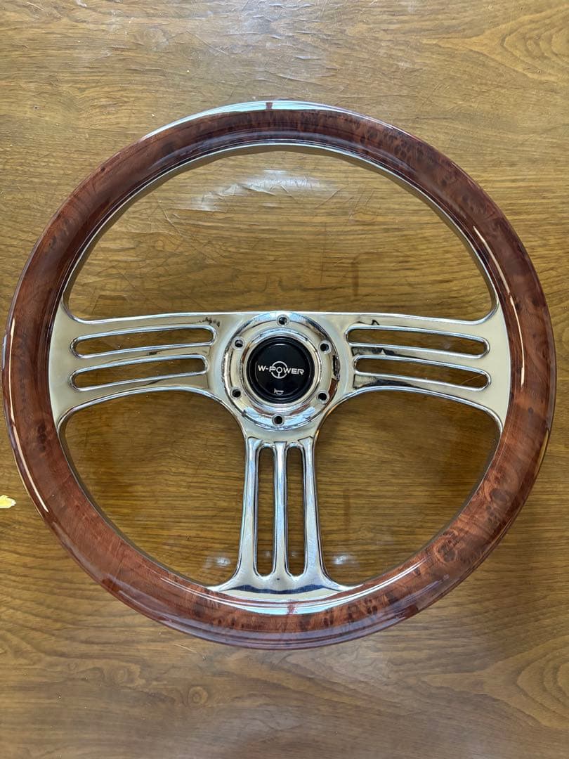 社外ステアリング　ビレットステアリング　ウッド　メッキ　35cm 14インチ ウッドステアリング ハンドル メッキスポーク 35cm momo