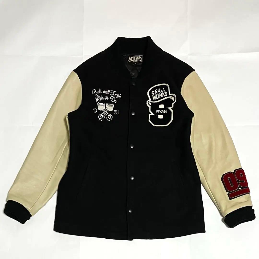 希少】SKULL WORKS スカルワークス スタジャン スカル 袖レザー - メルカリ