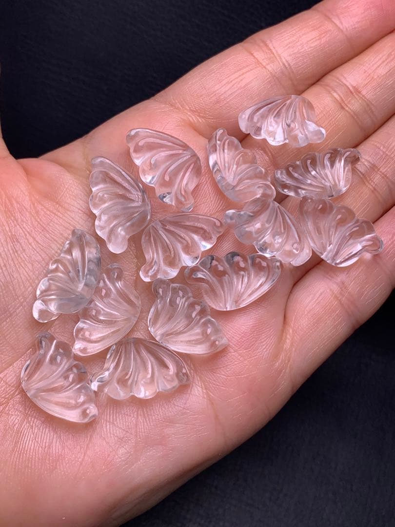 021388 ラスト❗️ 天然水晶✨羽、横貫通14個ネックレスパーツブレス