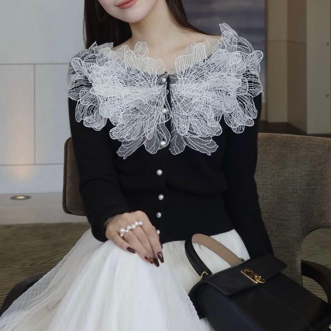 poláura polaura レースフリルカーディガン - メルカリ