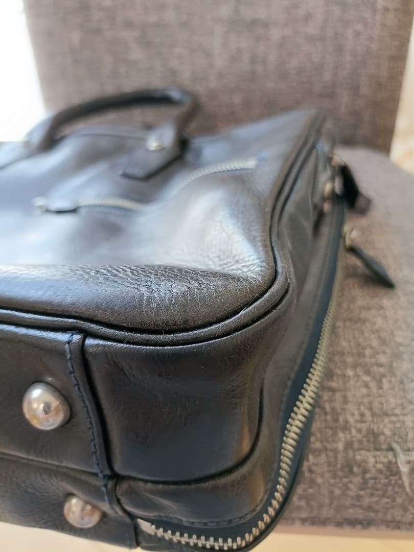 万双 シモーネBOX ダブル天ファスナー ネイビー ショルダー