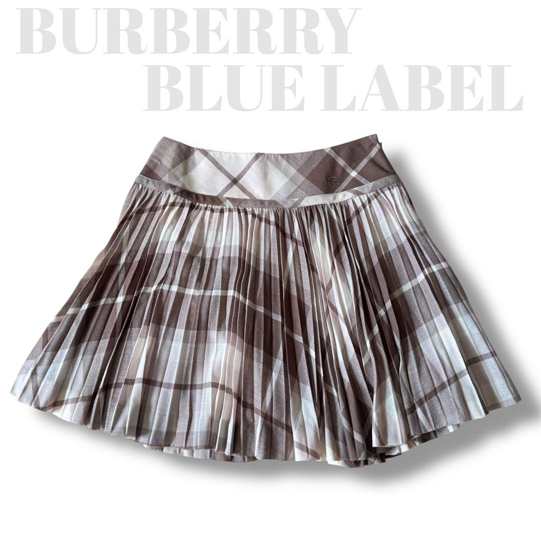 美品✨バーバリー 巻きスカート ノバチェック プリーツ 牛革ベルト y2k
