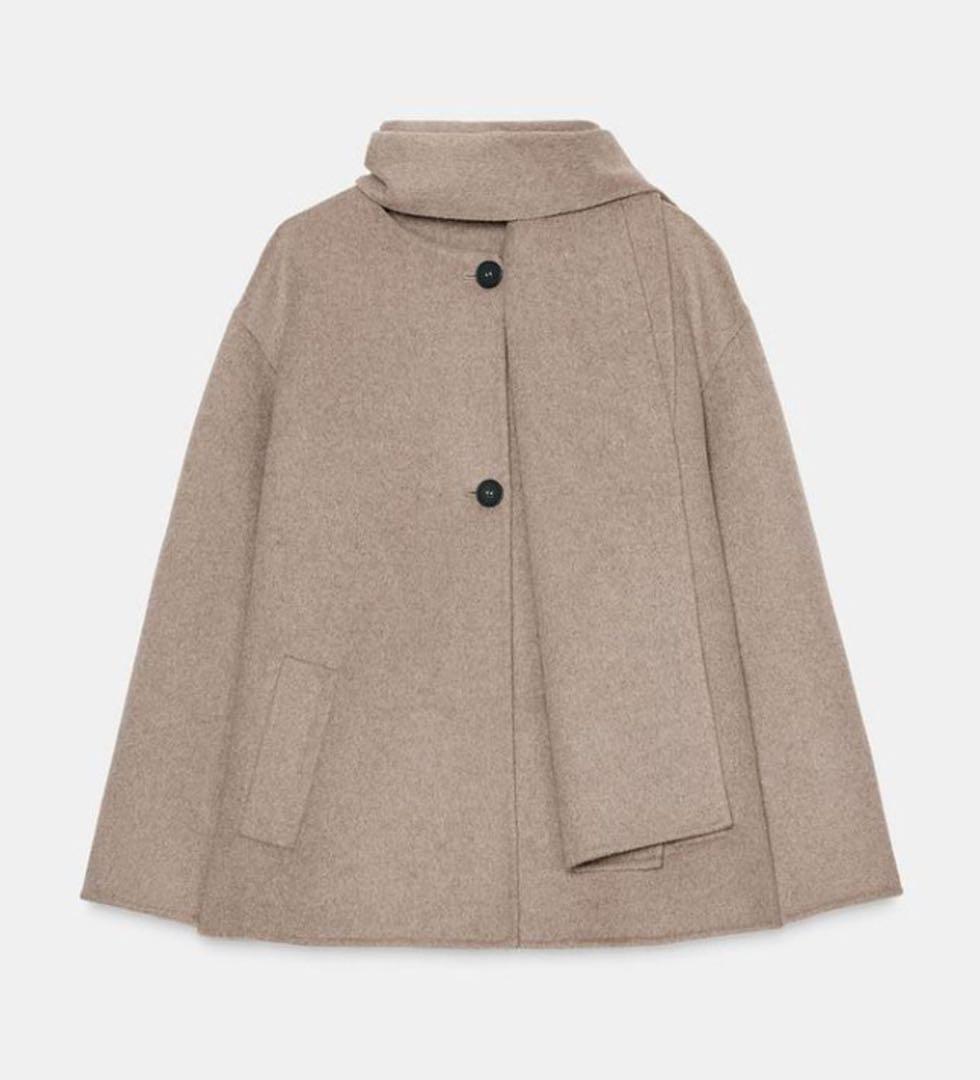 新品ZARA 今期25A/W ウール ショートスカーフコート M - メルカリ