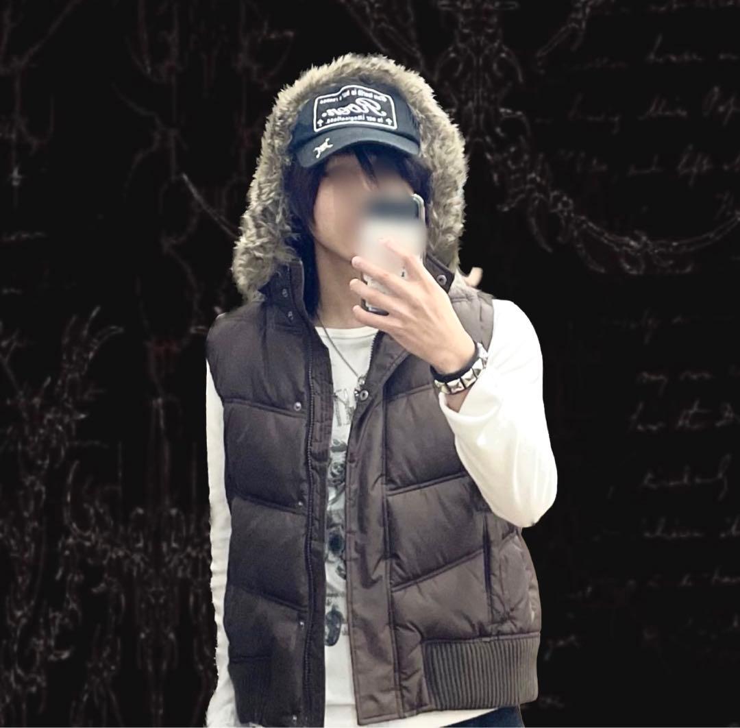 00s archive old gap 平成 ギャル男y2k ファーダウンベスト - メルカリ