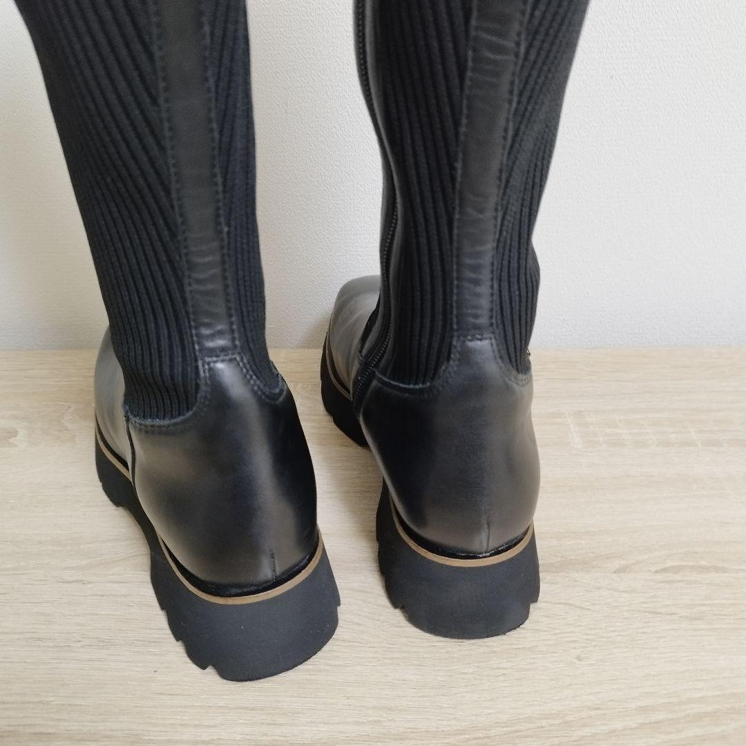 あしながおじさん伸縮性があって履きやすい厚底ソックスロングブーツ