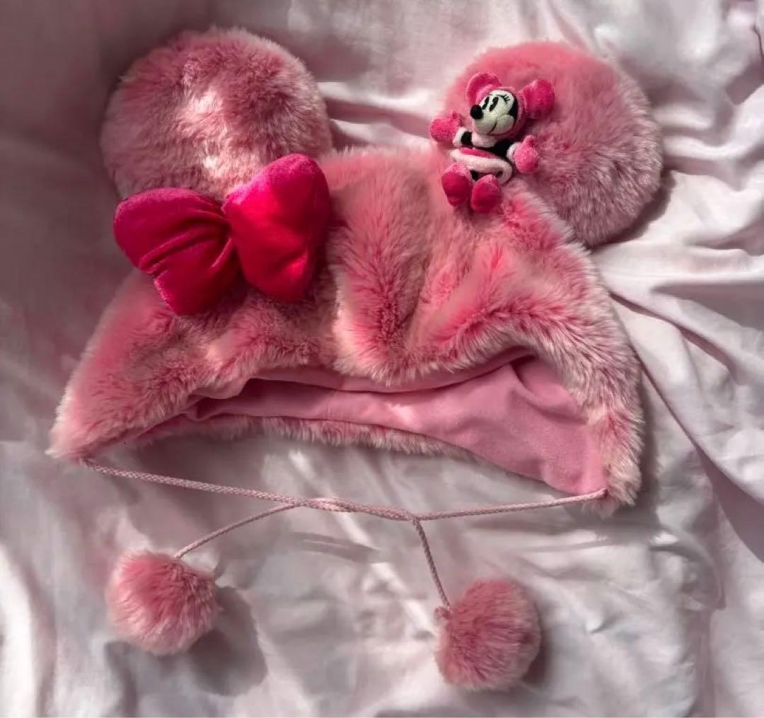 ミニー ファンキャップ 帽子 ミニーちゃん ピンク レア ビビットピンク