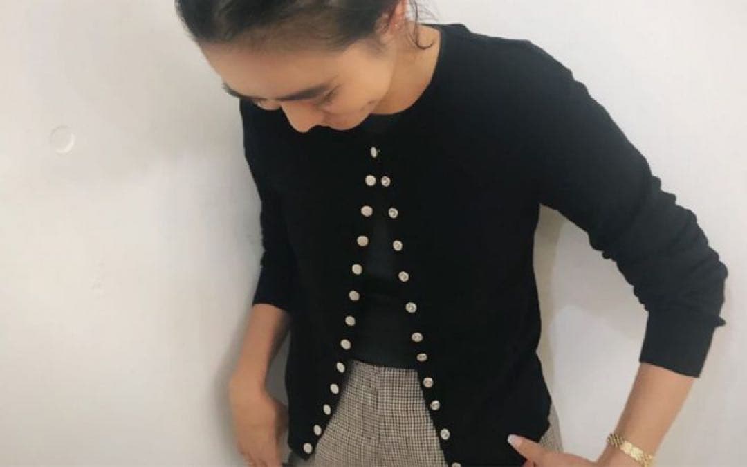 アニエスベー　コットン ニット 長袖 カーディガンプレッション \"Swing\"